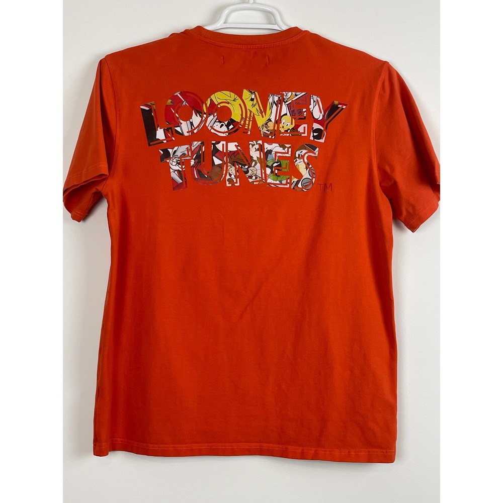 00758 Looney Tunes Orange Graphic T Shirt Bugs Bunny Marvin The Martian Mens L - Picture 10 of 12